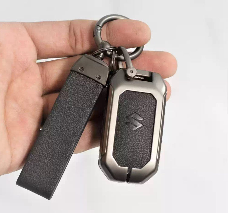 Metal Alloy Leather Key case for New Maruti Suzuki 2 Button Smart Key