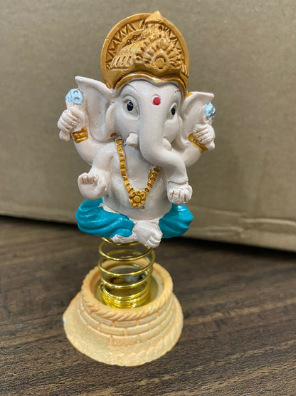 RACE MINDS Lord Ganesha Car Dashboard Household Car Decor Spring Idol for Office Decor Or Jumping Idol