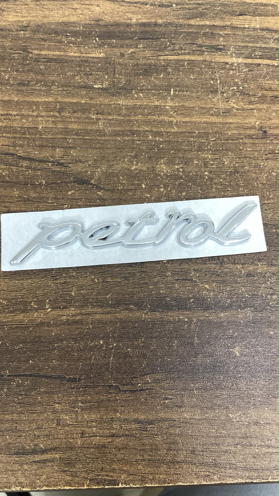 Petrol Chrome Car Emblem Badge Sticker, Self-Adhesive | Chrome Finish, Script Lettering, Car Exterior Use, Easy Application, Fuel Type Label