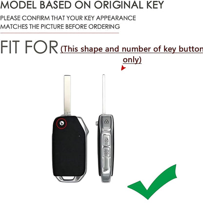Metal Shell Silicone Key Cover Compatible with Kia Seltos 2024 2023 | Sonet 2024 2023 | Carens | 3 Button Remote Key Cover for Ki