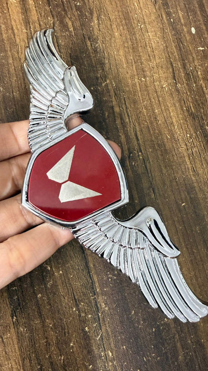 Car Front Hood Emblem– 3D Metal Wing Logo Badge, Self Adhesive Chrome Finish Car Bonnet Logo,