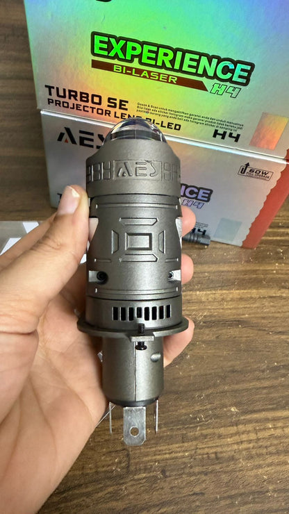 AES Experience Bi-Laser H4 Turbo SE Projector Lens (1 Pcs )  Bi-LED Headlight | 60W Full Upgrade | High Brightness Car/Motorcycle Light