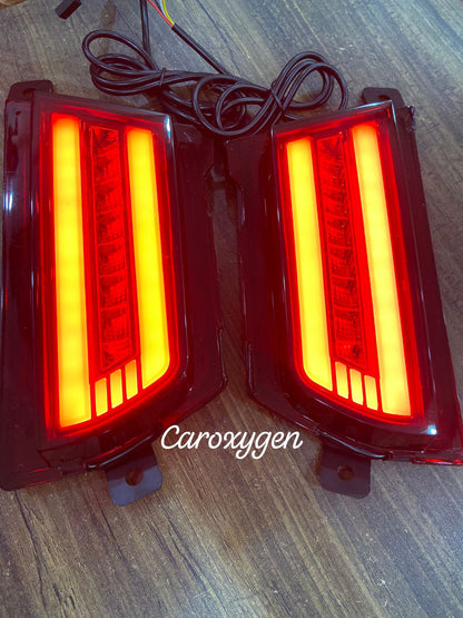 Rear Reflector Led Brake Light With Indicator Matrix +Scaning/3D Bumber Drl Back Compatible Scorpio N 2022 Onwards 1-Set (Four Function, Car)