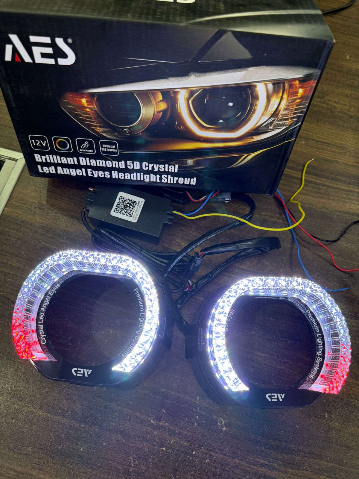 Brilliant Diamond 5D Crystal Led Angel Eyes Headlight Shroud