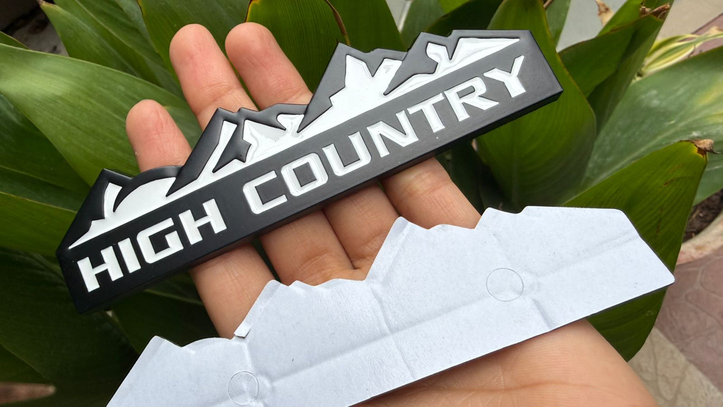 HIGH Country  Logo 12.5 x 2.8cm Car Bike Metal HIGH Country Logo Car Emblem Premium 3D Badge Auto Racing Sport Sticker Grand Tourer Decal