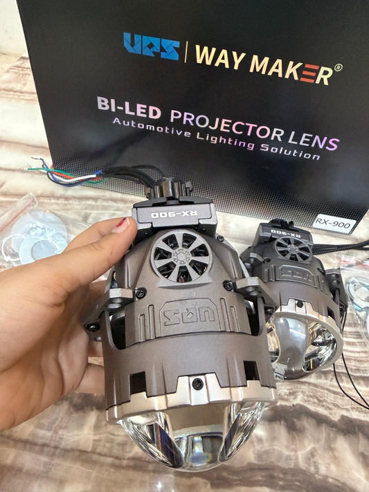 Ups waymaker RX-900 Bi-LED Projector Lens | 6000K Bright White Light  Universal Fit  12V–18V  Fast Cooling Fan 10000 RPM  Automotive Lighting Solution -1 year warrenty