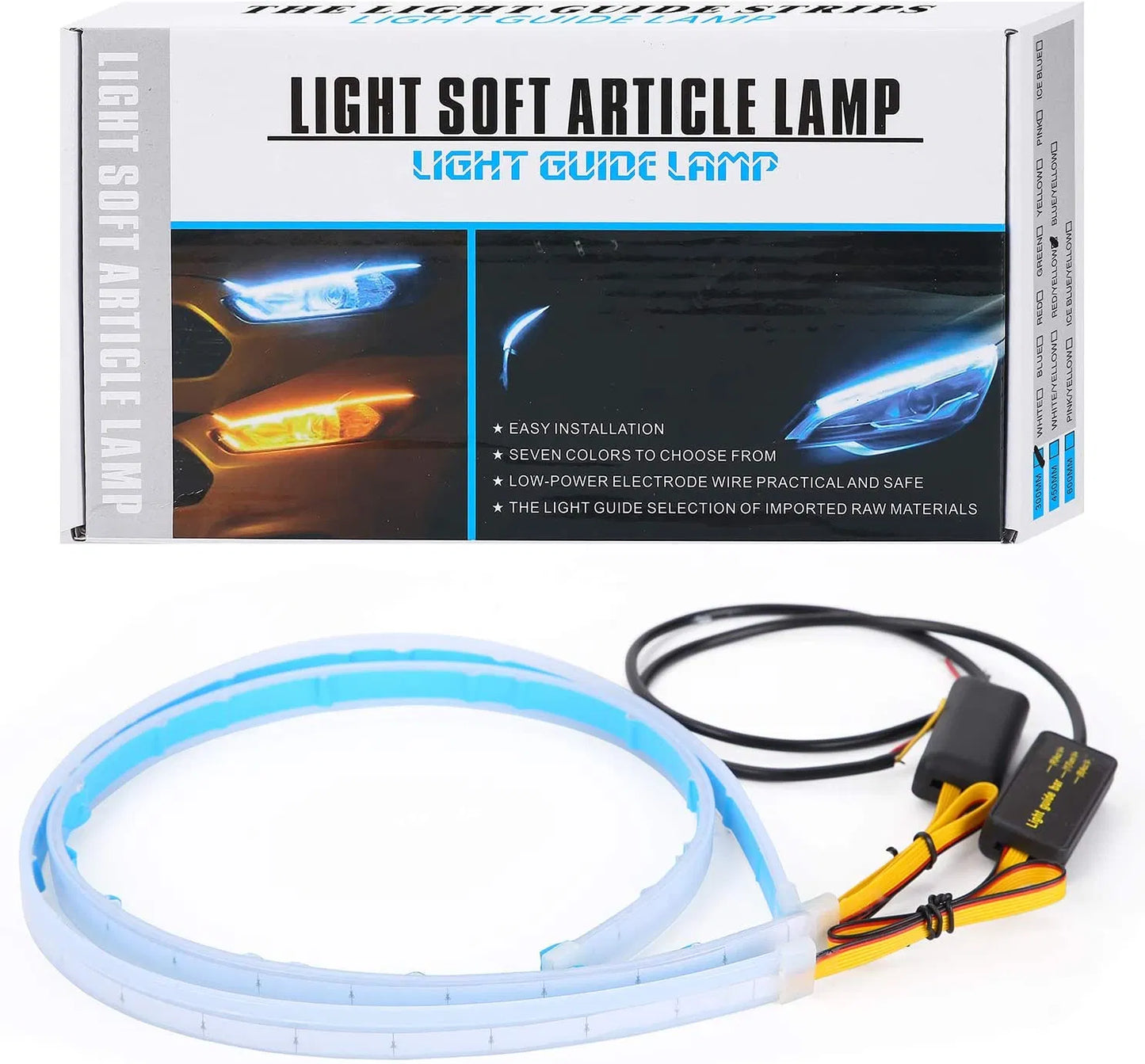 Caroxygen Flexible Car Led Light Strip, Dual Color 2 Pcs 60 Inches DRL LED Headlight Surface Strip Tube Light Daytime Running White & Amber Waterproof Switchback Sequential Lamp Turn Signal Light