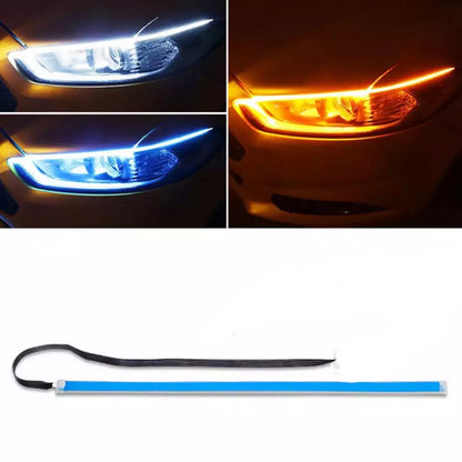 Caroxygen Flexible Car Led Light Strip, Dual Color 2 Pcs 60 Inches DRL LED Headlight Surface Strip Tube Light Daytime Running White & Amber Waterproof Switchback Sequential Lamp Turn Signal Light