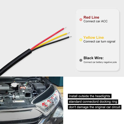 Caroxygen Flexible Car Led Light Strip, Dual Color 2 Pcs 60 Inches DRL LED Headlight Surface Strip Tube Light Daytime Running White & Amber Waterproof Switchback Sequential Lamp Turn Signal Light