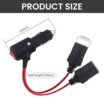 Caroxygen Dual Outlet Car Cigarette Lighter Socket Splitter 12V/24V Car Socket to Plug Adapter Universal Car Plug Socket with Safety Features, Compact Design for Smartphones, GPS, Fans, Cars, Trucks