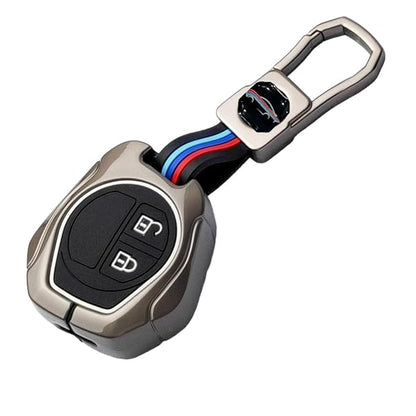Coll of Fest Metal Silicon Key Cover Compatible with Maruti Suzuki S-Presso,Swift,SX4,DZire,Ignis,Alto,Vitara Brezza,Celerio,Ertiga,Ciaz,SCross,Baleno,Ritz 2 Button Key Visible in Low-Ligh
