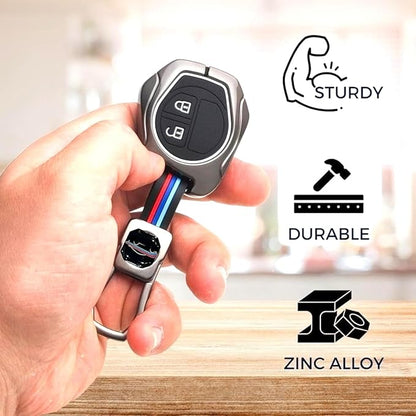 Coll of Fest Metal Silicon Key Cover Compatible with Maruti Suzuki S-Presso,Swift,SX4,DZire,Ignis,Alto,Vitara Brezza,Celerio,Ertiga,Ciaz,SCross,Baleno,Ritz 2 Button Key Visible in Low-Ligh