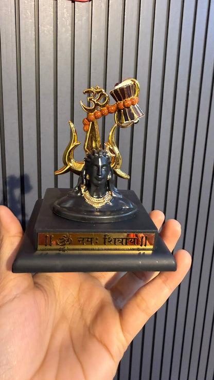 Premium Decorative Showpiece for Home, Car Dashboard, Office & Temple.Lord Shiva Idol with Trishul & Damru | Om Namah Shivaya Shiv Statue. Size-10cm