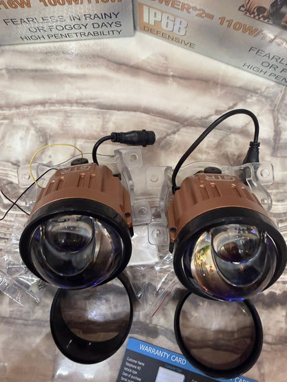 GTR 302M 3.0 Inch Bi-LED Fog Lamp - Gold Edition 2025 | Blue Lens | IP69 Waterproof | 110W High Power