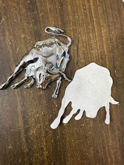 3D Raised Ox Bull Metal Monogram Emblem Badge Sticker for All Cars & Bikes (Silver)