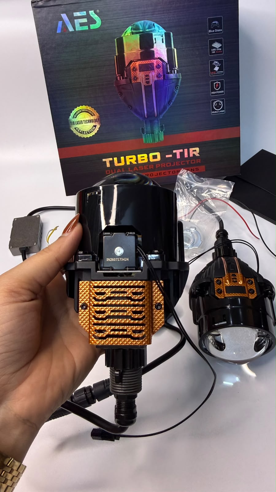 AES Turbo-TIR Dual Laser LED Headlight Projector Lens for Cars 1 year warranty