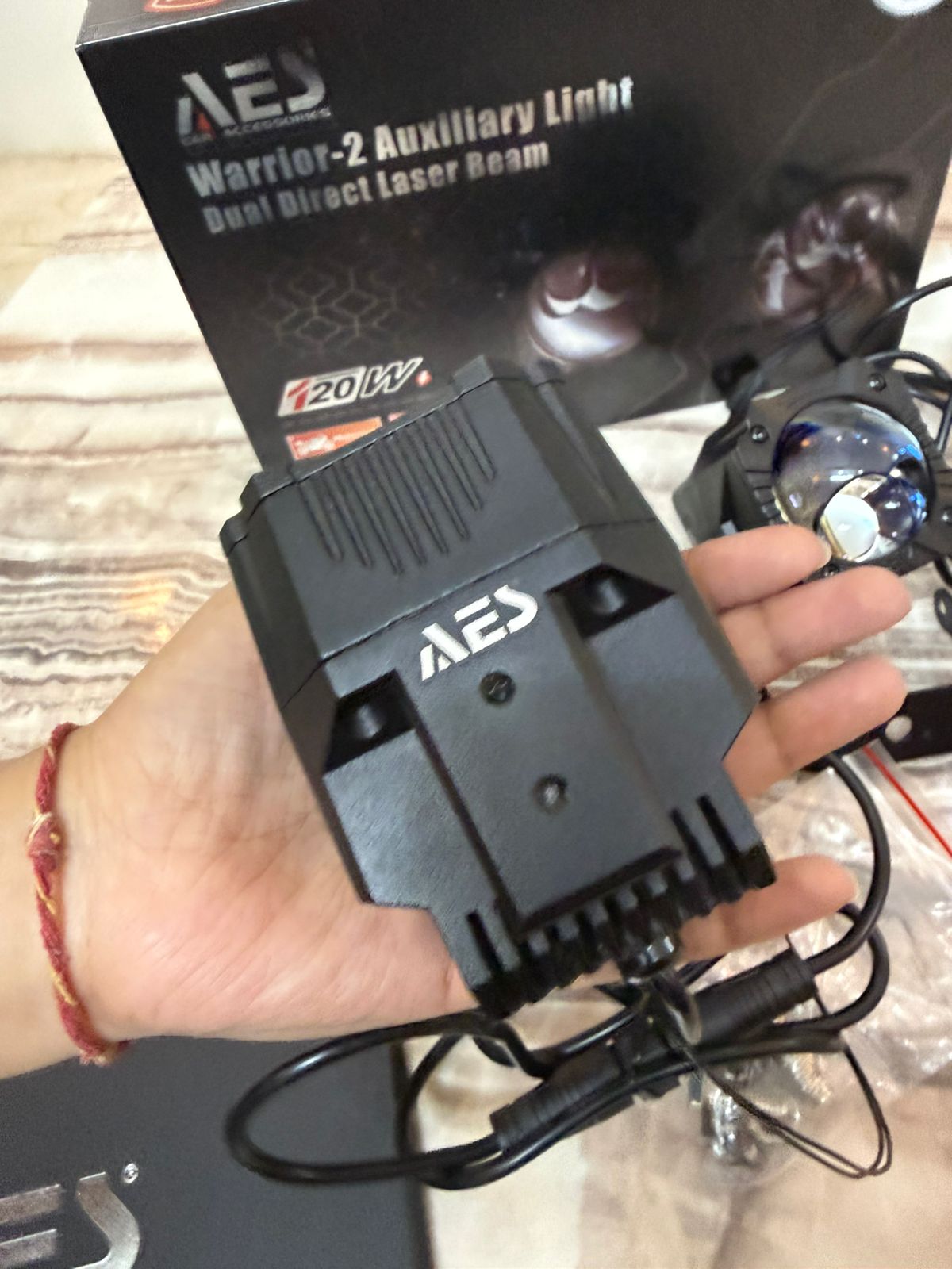 AES Warrior-2 Auxiliary Light 120W | Dual Direct Laser Beam Fog Light | Ultra-Bright Car & Bike Laser Projector | High Power Waterproof LED Driving Lamp | Universal Fit for All Vehicles