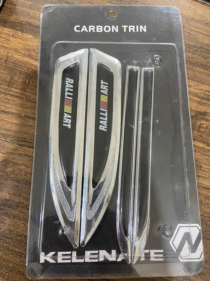 2Pcs Rallieart and 2Pcs Carbon Trin Logo Car Metal Emblem Badge Sticker Side Fender Decal Car Accessory