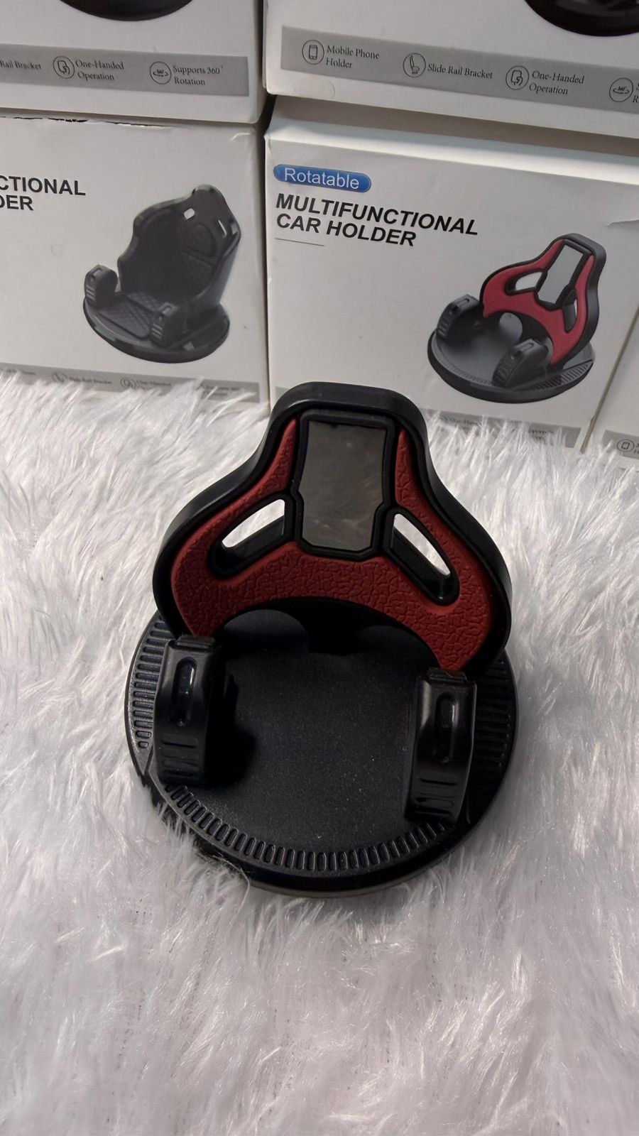 Rotatable Multifunctional Car Mobile Holder | 360° Adjustable Dashboard Phone Stand | Universal Smartphone Mount for Car Size-79x79x72mm