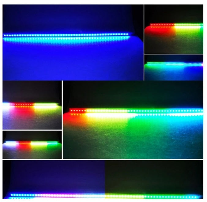 1 set 23.3 inch RGB Knight Rider lights 48 Led 5050 SMD Scanning Knight Rider Light Bar Strip W/Remote Control Turn Signal Third Brake Light M (RGB)