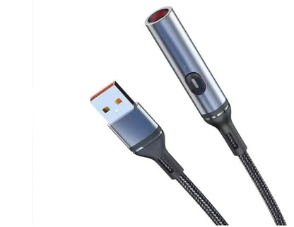 in 1 USB Data Cable with a C-Type Port, Lightning Port and Cigarette Lighter | 120W Compatible | Threaded Cable |
