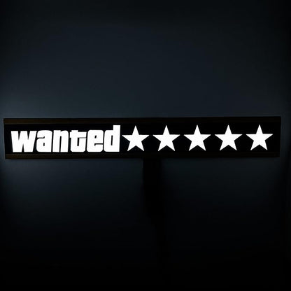Wanted 5 Star LED Car Sticker Light Window Windshield Door Sticker LED Sigh Light Panel