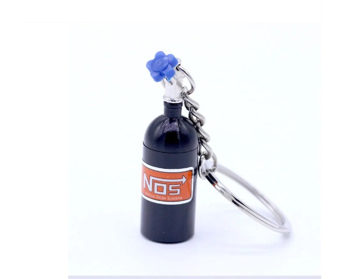 Nos Tank Blue Car Part Stainless Steel Keychain Car Enthusiast Metal For Gifting With Key Ring Anti-Rust (Pack Of 1)