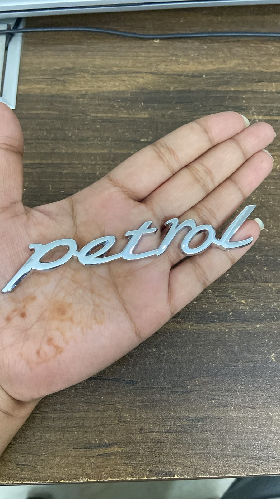 Petrol Chrome Car Emblem Badge Sticker, Self-Adhesive | Chrome Finish, Script Lettering, Car Exterior Use, Easy Application, Fuel Type Label
