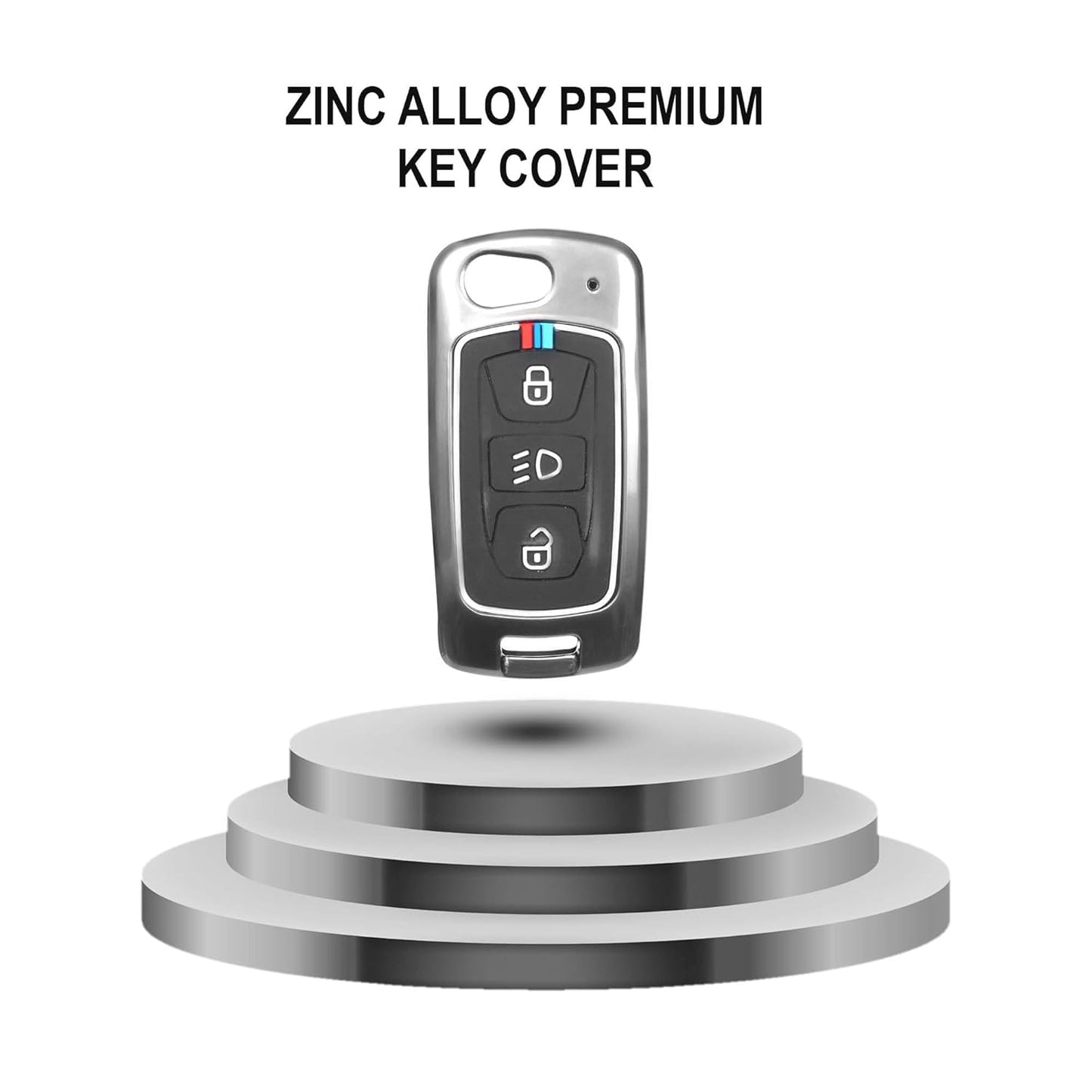 Premium Metal Key Cover Compatible with Tata Tiago | Nexon | Altroz | Safari | Storme | Zest | Bolt | Tigor | Punch | Hexa 3 Button Flip Key