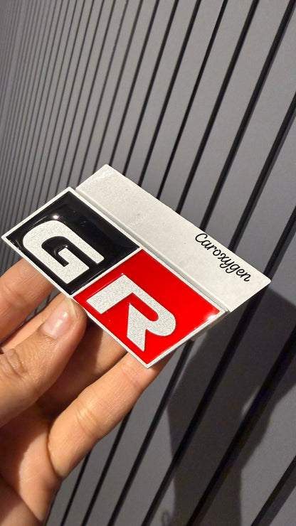 Chrome Plated 3D Car Logo Sticker Compatible with Toyota GR Log | Emblem Decals for Car Accessories (Pack of 1)