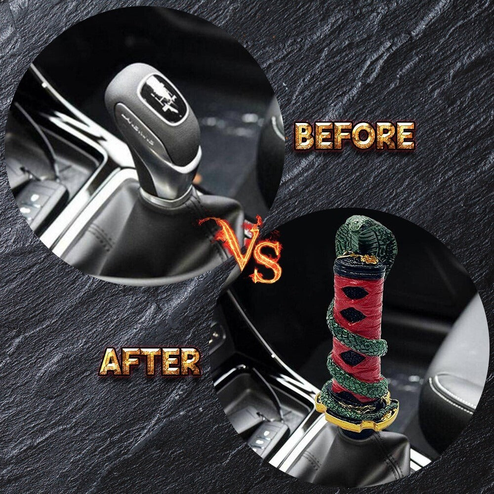 CarOxygen Universal Gear Shift Knob, Creative Resin Cobra Shape, with 3 Adapters, Interior Car Gear Lever Stick Shift Handle Automotive Replacement Parts (3)