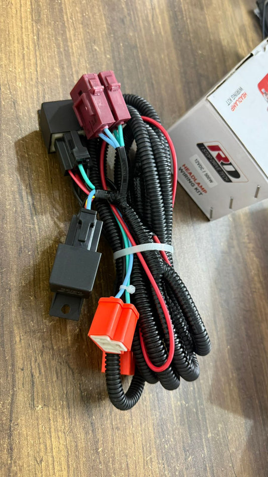 12V Headlight Wiring Kit with Relay Harness – Heavy Duty Plug & Play Wiring for LED/HID Headlights, 500W Capacity, Universal Fit for Cars & SUVs