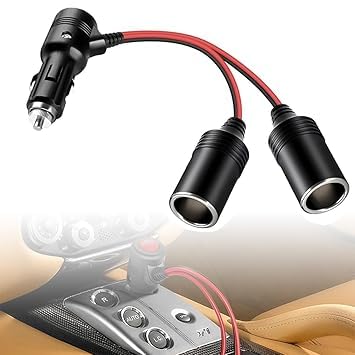 Caroxygen Dual Outlet Car Cigarette Lighter Socket Splitter 12V/24V Car Socket to Plug Adapter Universal Car Plug Socket with Safety Features, Compact Design for Smartphones, GPS, Fans, Cars, Trucks
