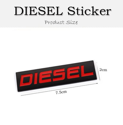 Diesel / Petrol Car Badge 3D Logo Metal Emblem Automotive Sticker Decal Flexes to Cars, Motorcycles, Laptops, Windows, Any Smooth Surface 7.5 cm X 2 cm Black & Red