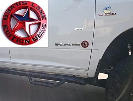 Caroxygen Lone Star Silver Edition Emblem Lone Star Badge Silver Edition Lone Star Decal Lone Star Sticker Fit for Universal Pickup 1 Piece Metal Black Chrome