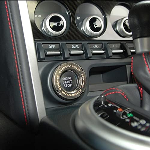 Rotary Car Push Start Button Cover, Spin Chrom Metal Car Engine Push to Start Button Cover Decoration, DIY Car Accessories (Red)