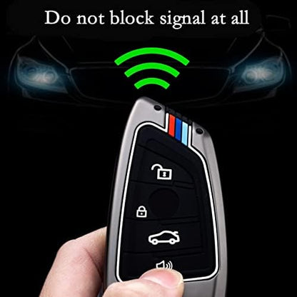 Key Fob Cover Case, Keychain, Metal Shell Cover Compatible for BMW 2 5 6 7 X1 X2 X3 X5 X6 X7 Series