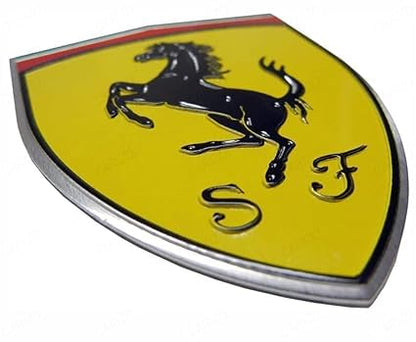 Farari Car Style Horse Emblem Sticker | Metal Shield Badge for Car & Bike | Premium Fender Logo Decal | Waterproof & Scratch Resistant | Universal Fit