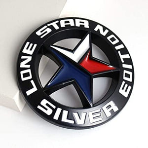 Caroxygen Lone Star Silver Edition Emblem Lone Star Badge Silver Edition Lone Star Decal Lone Star Sticker Fit for Universal Pickup 1 Piece Metal Black Chrome