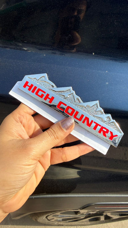 HIGH Country  Logo 12.5 x 2.8cm Car Bike Metal HIGH Country Logo Car Emblem Premium 3D Badge Auto Racing Sport Sticker Grand Tourer Decal
