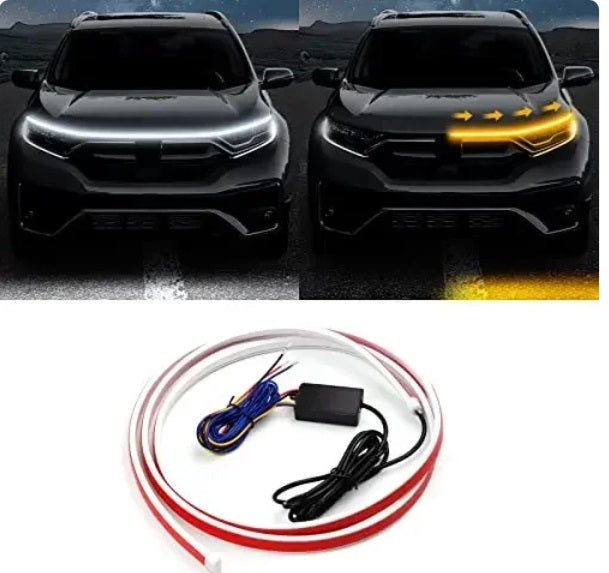 Car Led Lights Exterior Car Hood Light Strip 70 inch (1.8M) Multicolors 12V 108 LEDs Daytime Running Light for SUV, Truck, APP & Remote Control Car Engine Cover Decoration Headlight 1Pcs