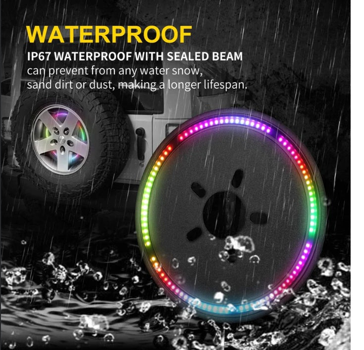 RGB Spare Tire Wheel LED Brake Light Rear Light For Wrangler