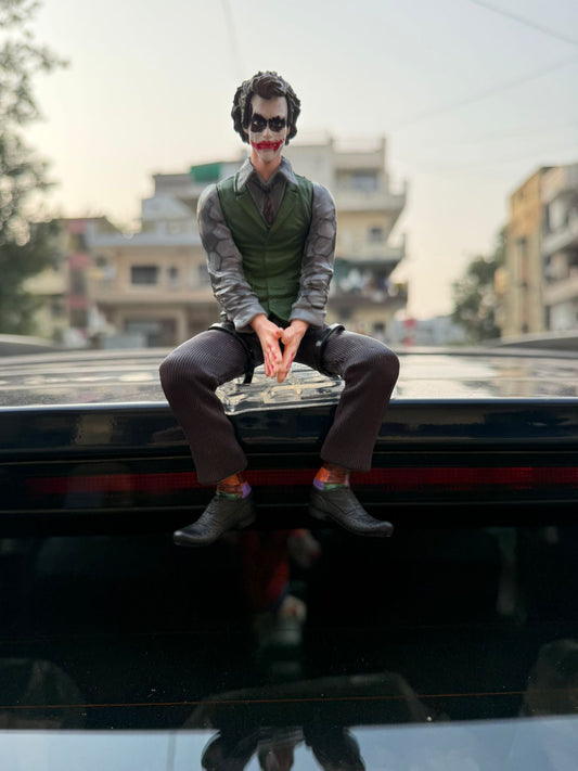 Joker-Style Dashboard Bobblehead | Car Interior Decorative Figurine | High-Detail Action Figure for Desk, Home & Car Dashboard | Anti-Slip Base | Perfect Gift for Superhero & Movie Fans
