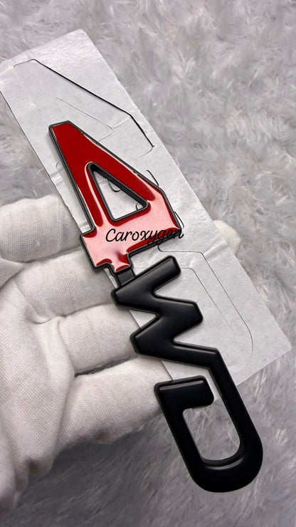 4WD 3D Metal  Sticker Badge - Metal Logo | Red & Black | Universal Fit for Thar, Fortuner, Scorpio, Jimny, Hilux, Isuzu & All