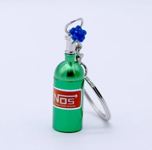 Nos Tank Blue Car Part Stainless Steel Keychain Car Enthusiast Metal For Gifting With Key Ring Anti-Rust (Pack Of 1)