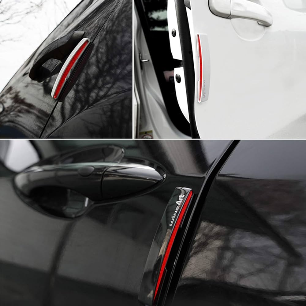 WineArt Autoban 4Pcs Car Side Door Edge Guard Anti-Scratch Protector/High Intensity Reflector/Arched Three-Dimensional Design/Elastic EVA Material