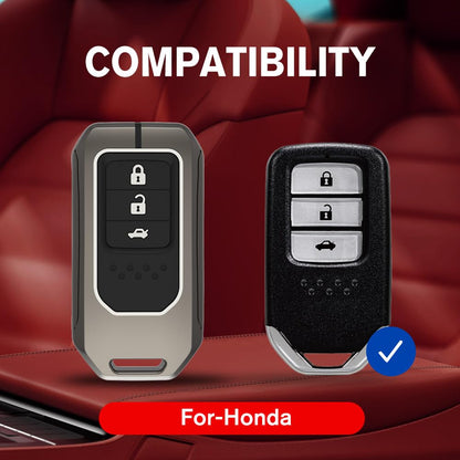 Caroxygen Metal Silicon Key Cover Compatible with Honda City, Civic, ,Elevate, Jazz, Amaze, CR-V, WR-V, 3 Button Smart Key