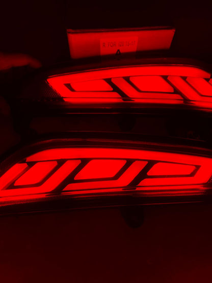 Reflector Bumper Rear/Back Drl with Wiring Reverse Light Function LED Brake Light for H-yundai I20 E-lite (Red)- Set of 2 Pcs