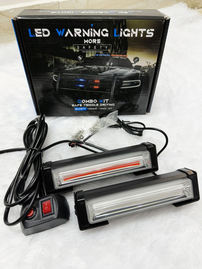 2 in 1 Waterproof COB LED Red Blue Emergency Strobe Lights for Police Cars Mount and Grille Flashing Warning Lighting (red Blue)