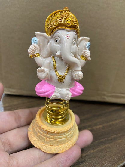 RACE MINDS Lord Ganesha Car Dashboard Household Car Decor Spring Idol for Office Decor Or Jumping Idol